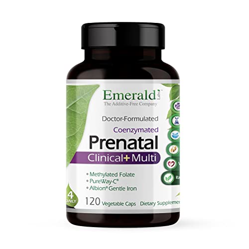 Emerald Labs Prenatal 4-Daily Multi - Multivitamins For Pregnant Women With Coenzyme Folic Acid And Gentle Iron To Help Support Brain And Skeletal Development - 120 Vegetable Capsules #TOP29
