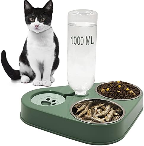 Linch Cat and Dog Feeder, cat Food Bowl (Retro Green)
