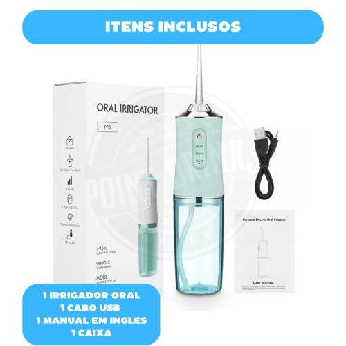 Irrigador Oral Elétrico Portátil 220ML - Limpeza Profunda de Dentes e Gengivas com 3 Modos e 4 Bicos