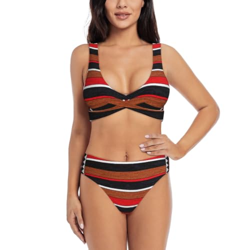 Maillot de bain deux pièces push-up avec coussinets amovibles et triangle réglable