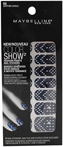 MAYBELLINE colour SHOW FASHION PRINTS NAIL STICKERS 60 SAPPHIRE JEWELS