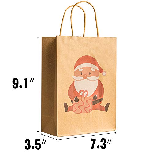 Uptotop Christmas Paper Gift Bags with Handle, 24 Pack 9.1\" X 7.3\" X 3.5\" Xmas Paper Bags with 6 Different Design for Party, Classroom and Holiday - Thumbnail 4