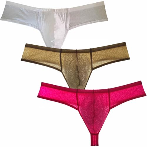 Men's Thong Boxer Pouch Bikini Stretchy Sexy Guys Underwear Spandex Male Micro Trunks Posing Pattern Pants