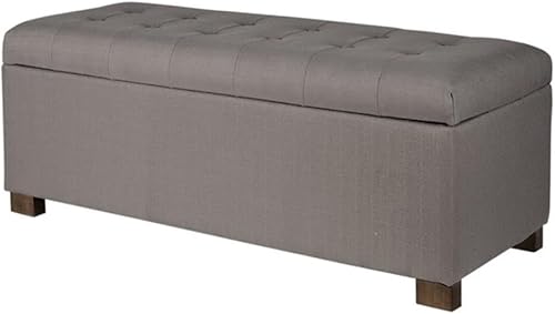 HomePop - Taburete de almacenamiento con tapizado capitoné de botones, tapa con bisagras, para sala de estar y dormitorio, decoración del hogar,
