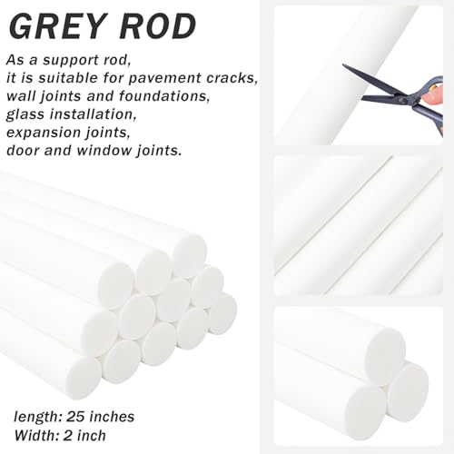 Image of Leyndo 12 Pcs 2 inch x 25.4 inch Long Backer Rod Closed Cell Caulking Filler Rope Concrete Crack Filler Expansion Joint Strips Caulk Saver Foam for Joints Crack Filling(White)