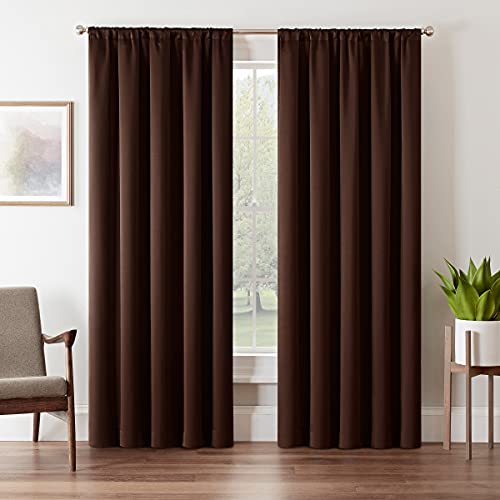 Eclipse Tricia Modern Room Darkening Thermal Rod Pocket Window Curtain For Bedroom (1 Panel), 52 In X 84 In, Espresso #TOP1