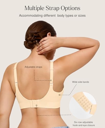 Image of Popilush Bras for Women No Underwire Seamless Wireless Support Bra Full Coverage Comfort T Shirt Bralette