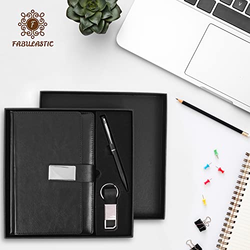 Image of Men Gift Set with Multi-Functional Diary, Card Holder, Metal Pen, and Keychain I Gift for Husband Special Unique I Gift Hamper for Men | Pen Gift Set for Men (Black)