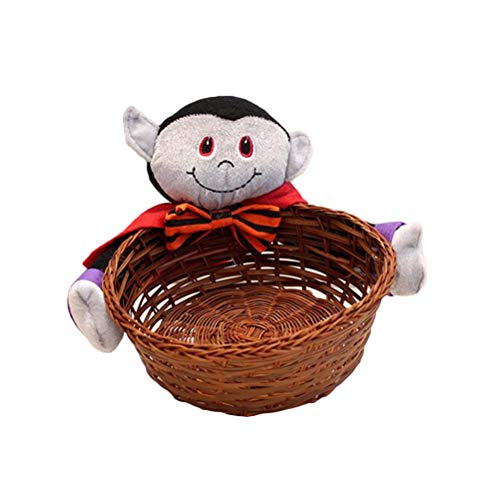 Cabilock Cesta de doces de Halloween com 2 peças, acessório decorativo criativo, cesta de bambu para