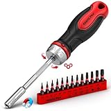 14-Piece 1/4″ Magnetic Ratcheting Screwdriver Bit Set,...