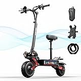 Adult Electric Scooter, 6000w Dual Motor 50mph 60v 33ah Battery 60 Miles Max Range 11 Inch Off-Road Tires Full Suspension Hydraulic Disc Brakes Electric Scooter with Steering Damper