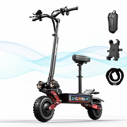 Adult Electric Scooter, 6000w Dual Motor 50mph 60v 33ah Battery 60 Miles Max Range 11 Inch Off-Road Tires Full Suspension Hydraulic Disc Brakes Electric Scooter with Steering Damper