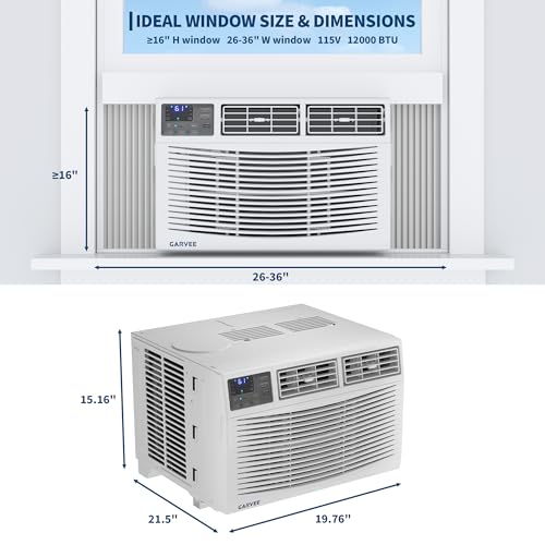 Image of Garvee 12000 BTU Window Air Conditioner Unit with Remote Control, Cools Rooms Up to 550 Sq ft, 3 Cooling & Fan Speeds Quiet Operation, Digital Display, Easy Install Kit, for Bedroom, Office