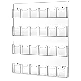 Weysat Acrylic Brochure Pamphlet Holder Brochure Display Stand Business Tri Fold Multi Slot Holder Rack Wall Mount Clear Pocket Space Saver for Flyer Literature Menu Advertise(1 Piece)