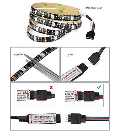Image of CBK 5V USB LED Flexible Strip Light Mood Light Multicolor Options /Mode TV Background Lighting 5050 RGB IP65 200 CM- 30 LED /M with 24 Key Controller (Multicolor, 2 Meter)