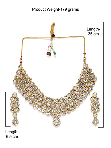 Women's Toned Ethnic Stones Studded Necklace Set