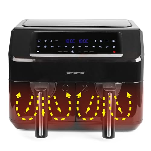 Emerio AF-130376.1 Digitale dubbele airfryer, frituren met hete lucht zonder extra olie, 2 x 3,6 l volume, 12 programma's, BPA-vrij, SYNC FINISH-functie (beide tegelijkertijd klaar) - Afbeelding 5