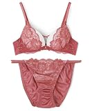 [ノーザリー] インナーセット 【3点セット】【純欲】 Tバックショーツ付ピュアレーシーブラジャー＆ショーツセット 57-33-25-1540 レンガ D75