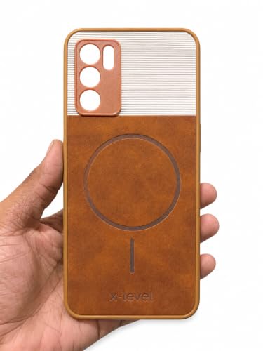 Image of Bintage Dual-Leather 2in1 Phone Case| Soft Touch Finish | Full Camera Protectection Back Cover Compatible for Oppo CPH2321 /Oppo A53s 5G - White & Nut Brown