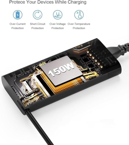 150W Laptop Charger Compatible with HP Zbook 15 16 17 15u 15v G3 G4 G5 G6 G7 G8 G9 ZBook Studio G4 G5 G7 G8 G9 Victus 15 OMEN by 15 17 Pavilion Gaming 15 17 TPN-CA1 TPN N N-DA09 - Afbeelding 4