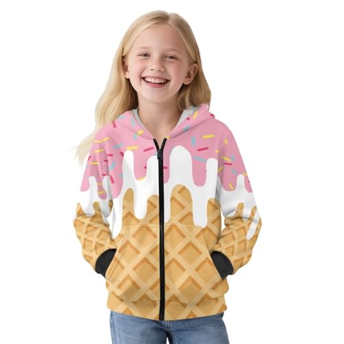 Kid Zip Up Hoodies Sweatshirt with Pockets Kids Full Zipper Hooded Casual Fleece Outerwear Printed2