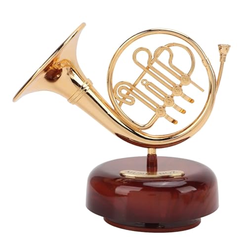 Image of AUGEN Exclusive Music Box Musical 360 rotatable Carousel Children's Wooden Men and Women Birthday Creative Christmas Valentine's Day Gift Home Decoration (French Horn)