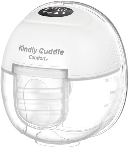 1 Pack Kindly Cuddle Comfort+ Hands Free Breast Pump with App Control, Personalized 4 Modes & 15 Levels | Single Wearable Breast Pump with 24mm Flange, Hand Carry Bag, Nursing Pads, Milk Bags - White