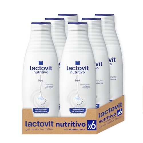 Lactovit - Gel de Ducha Nutritivo con ProLactic10 - 6 x 550 ml | Estimula la producción de colágeno y elastina. Testado bajo control dermatológico para toda la familia