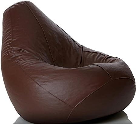 Bean Bag Cover Without Bean Brown PU Leather Bean Bag Covers Comfortable Large Sofa Chair Drawing Room Decor