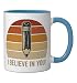 I Believe In You Teacher Testing Day Funny Retro Sunset Ceramic Mug, Blue/White