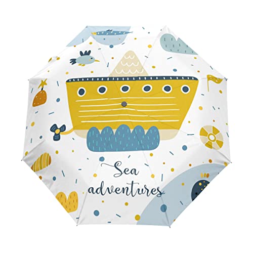 Parapluie pliable automatique dessin animé mer pour voyage et plage