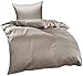 Produktbild Bettwaesche-mit-Stil Mako Interlock Jersey Bettwäsche Garnitur Uni/enfarbig 100% Baumwolle 135x200 + 80x80 cm Taupe Braun