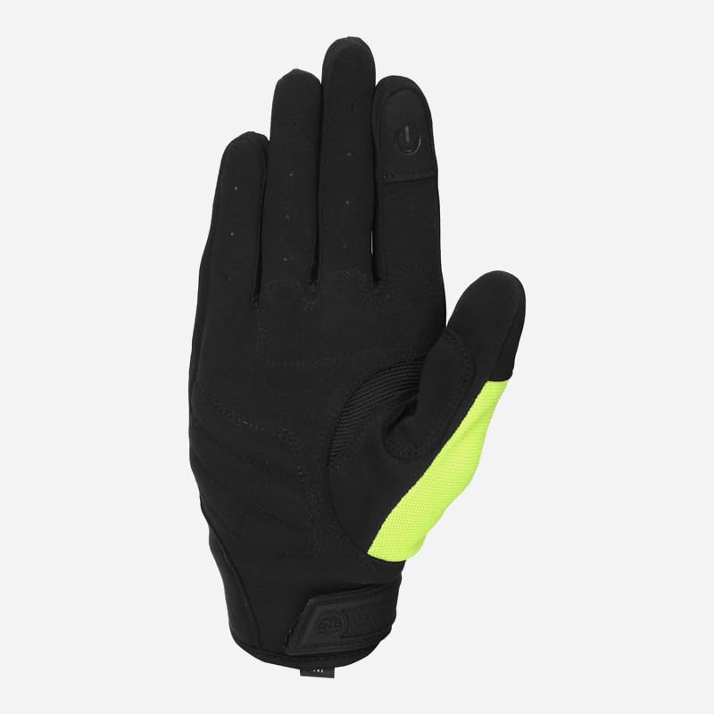 Image of Royal Enfield Urban Hustler V2 Riding Gloves 100% Polyester Air Mesh for Ventilation | TPR Knuckle Protectors | Microsuede Grip Patch | Poly Stretch Fabric for Better Flexibility NEON Green S 20CM