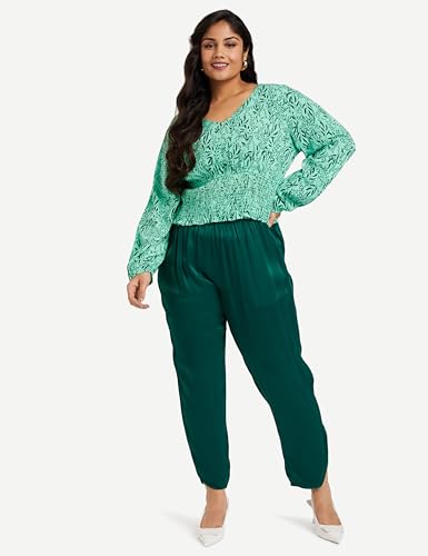 Image of Amazon Brand - Eden & Ivy Women Floral Crinkled Rayon V-Neck Long Sleeve Regular Fit Crop Top (Available in Plus Sizes)