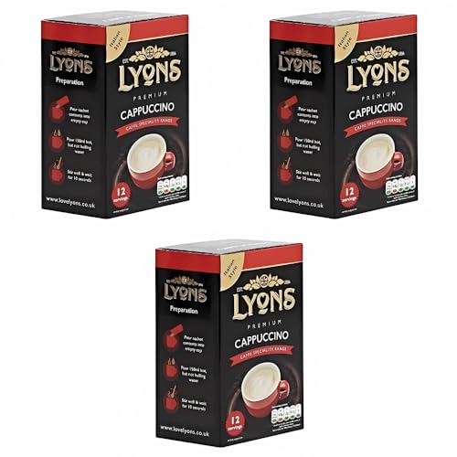 Premium Instant Coffee Sachets Individually Wrapped Gluten-Free Vegetarian Coffee Bag with Mug (3X 12Sachets, Cappuccino)