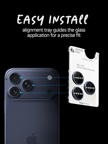 Image of Lensarmor Compatible with iPhone 17 Pro / 17 Pro Max Camera Lens Protector Deep Blue (2-Pack) - 9H Tempered Glass, Military-Grade Anti-Scratch, Ultra-Slim Case-Friendly, Easy Install Frame