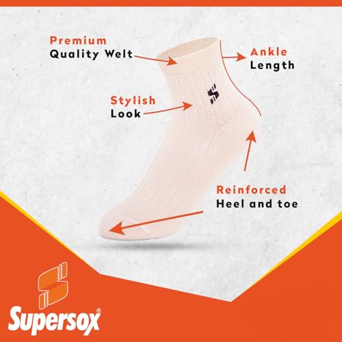 Image of Supersox Ankle Length Soft, Cute & Cozy Socks for Kids, Made with Breathable, Anti Odour & Moisture Absorbent Cotton with a Extra Durable Welt (Pack Of 6)