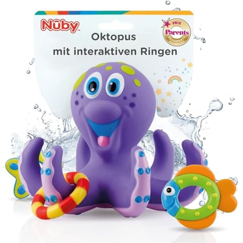 Nuby Badspielzeug – Schwimmende Krake mit 3 Ringen | Interaktives...