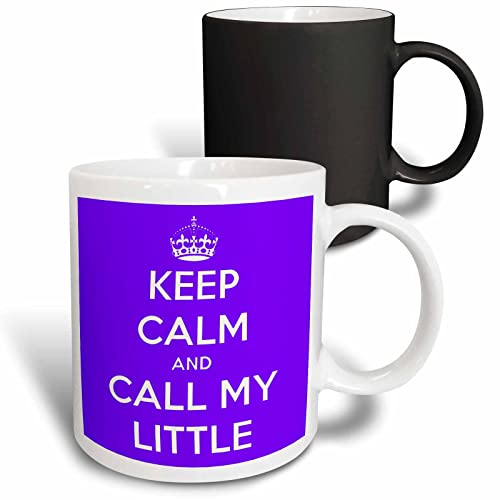 3dRose Keep calm and call my little. Purple. 11oz Magic Transforming Mug