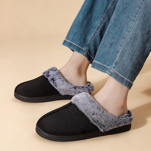 Afellicy Womens Memory Foam Slippers Warm Faux Fur House Shoes Indoor and Outdoor Lining Bedroom Fuzzy Slipper Comfy Shoe4