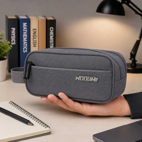 Image of Wooum PVC Pen Pencil Case for Girls Boys Multiple Compartment Pencil Case Organizer School Accessories Pouch Stationary Storage School Pouch for Student and Professional (Tgrey)