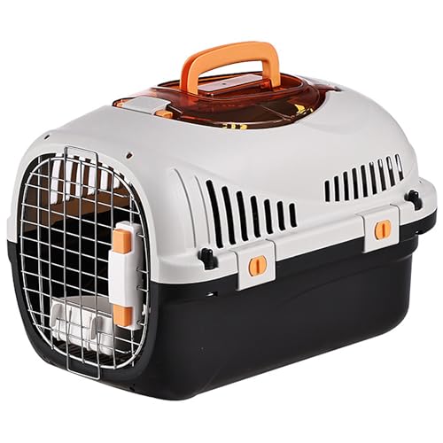 Pantress 猫 犬用 ペットキャリー ハードタイプ 天窓付き キャリーケース 避難グッズ 災害対策 軽量設計 車/新幹線/飛行機の移動に 静音設計でペットが落ち着く 滑り止めハンドル付き 可愛い アウトドア (窓ありブラック)