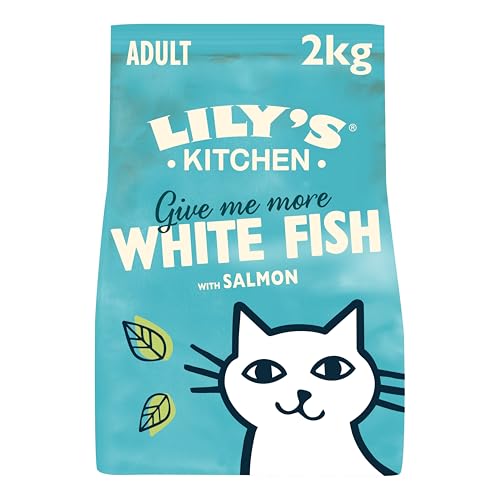 Lily's Kitchen Con ingredienti naturali Cibo secco per gatti adulti Ricetta senza cereali con pesce bianco e salmone 2kg