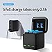 REYGEAK Battery Charger for GoPro Hero 12/11/10/9 Black, Portable Charger 3-Channel Battery Charging Storage 3 Pack Rechargeable Hero 9/10/11/12 Batteries (Charger + 3 x Batteries)