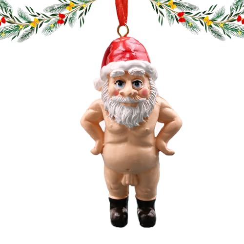 Naughty Christmas Ornaments, 3D Novelty Funny Santa Pendant, Hanging...