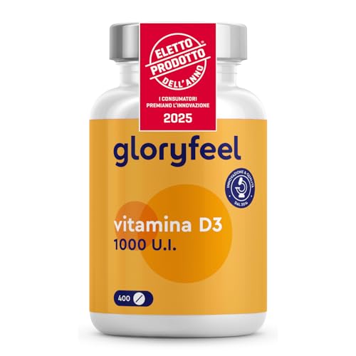 Vitamina D3 1000 IU per Compressa (25mcg), Eletto PRODOTTO DELL'ANNO 2025, 400 Compresse (Scorta 1+ Anno), Integratore Vitamina D3 Colecalciferolo, Supporta Ossa, Denti, Muscoli e Difese Immunitarie