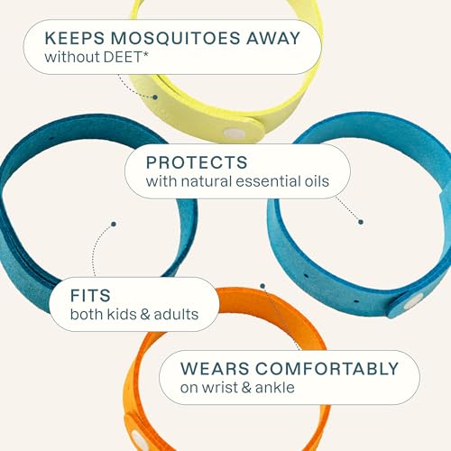 cliganic mosquito repellent microfiber bracelets 10 count - for adults and kids deet free wristbands