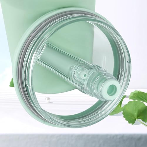 Miniatura 6 de Tapa De Repuesto Para Vaso De 40 Oz, Tapa De Vaso De Viaje, 2 Unidades, Reutilizable, A Prueba De Fugas Y A Prueba De Polvo, Con Tapa De Pajita 2 Colgantes Stanley Cup Blanco Verde