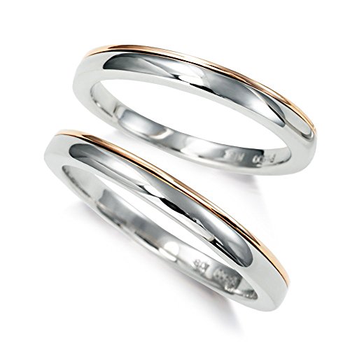 [ミワホウセキ] miwahouseki プラチナ & ピンク ゴールド コンビ カラー マリッジ リング 結婚指輪 2本ペアでこの価格 [SA11097-11100]