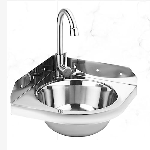 IUokLU Lavandino da Cucina lavabo da Bagno lavamani triangolari con scolapiatti e Rubinetto lavabo Multiuso per Garage Ristorante Lavanderia,